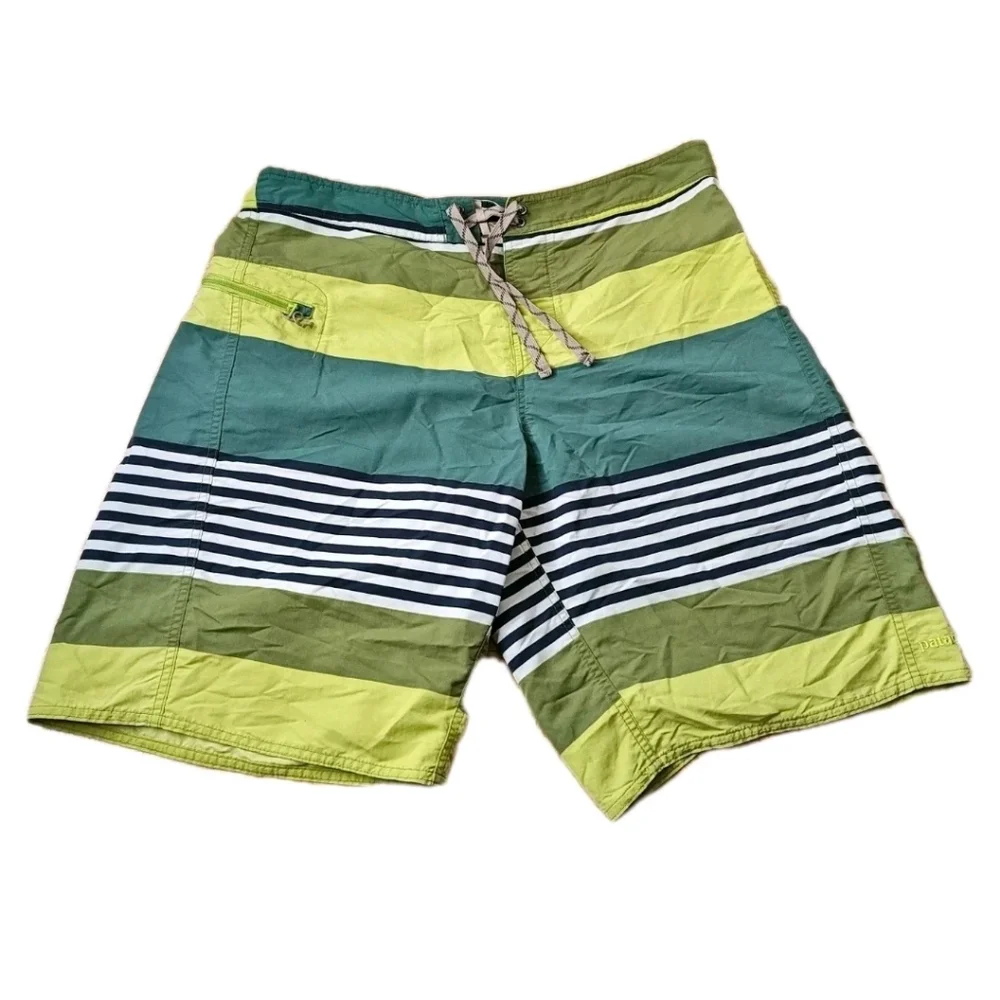 Patagonia Wayfarer Board Shorts Swim Trunks Sz 35/36 Green Colorblock Surfer